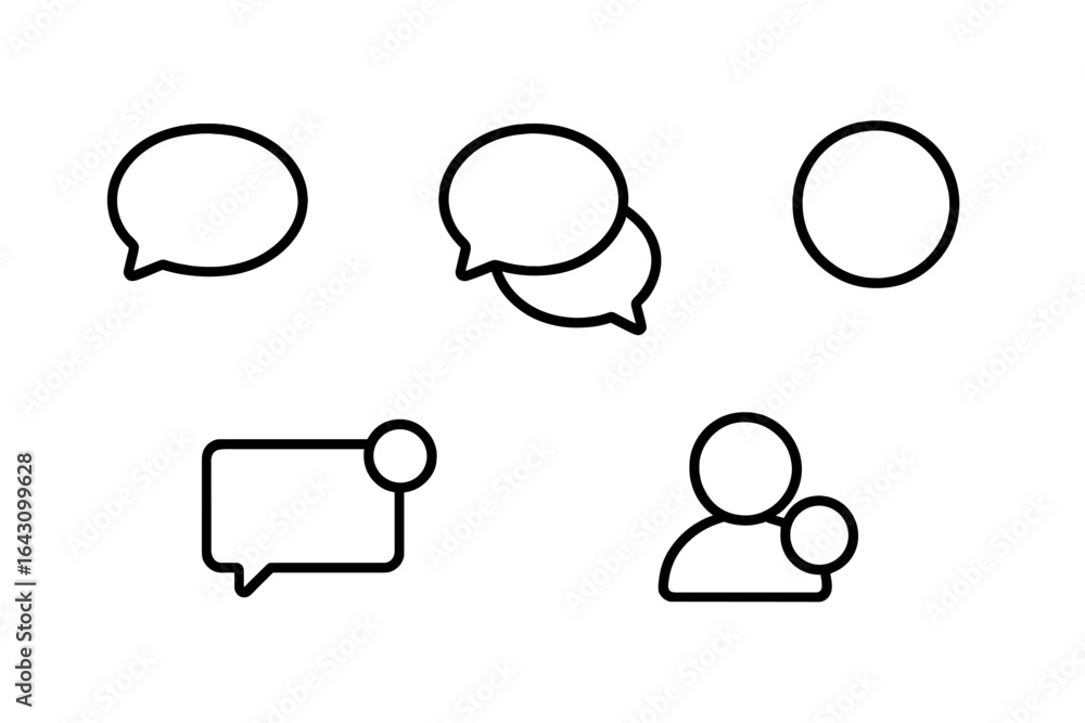 Poster communication symbols show various forms of dialogue, interaction, and messaging in a modern context
