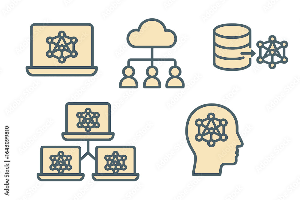 Poster network architecture with interconnected devices, cloud storage, and data management displayed visua