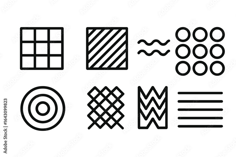 Poster geometric patterns in simple black line design for artistic inspiration and creativity enhancement