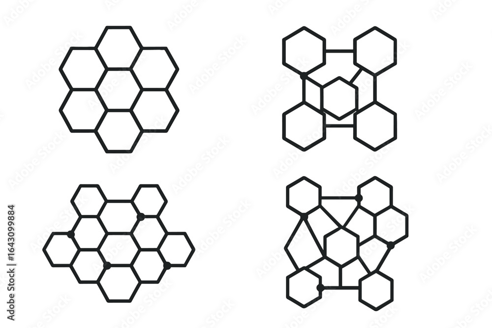 Aufkleber unique geometric shapes combining hexagons and polygons in a creative layout for design inspiration