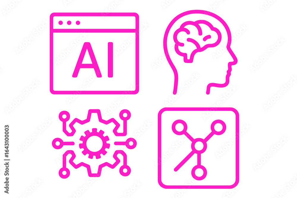 Poster exploring the connection between artificial intelligence, human cognition, and technological innovat