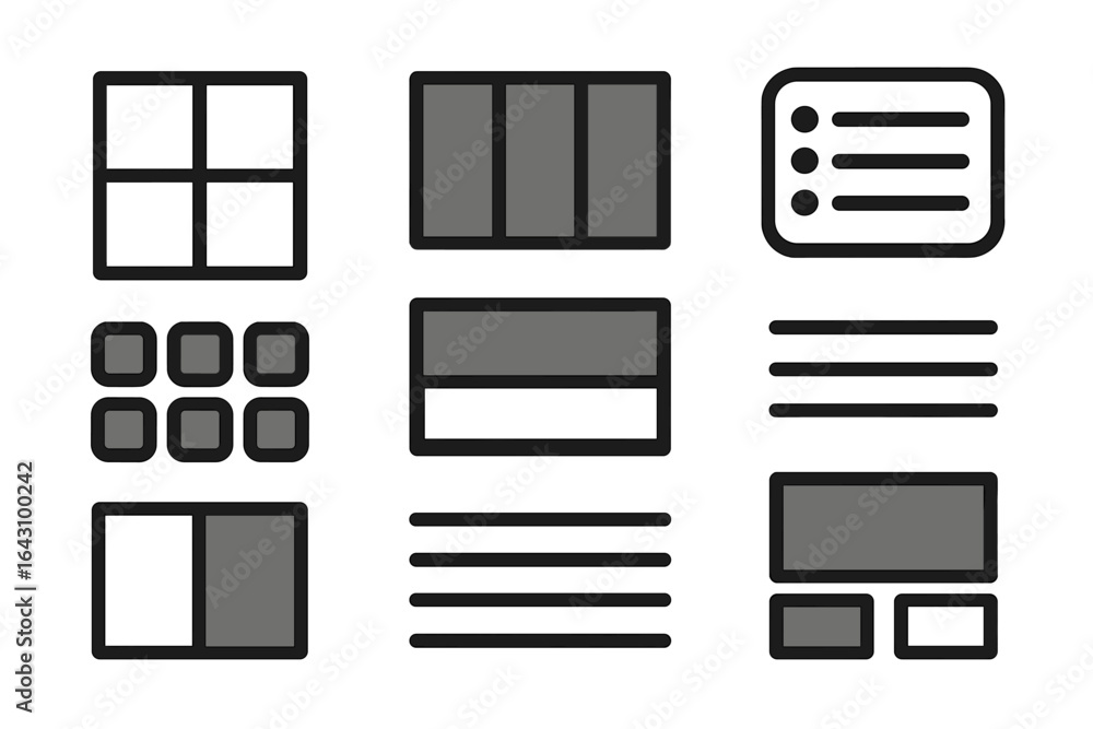 Poster explore various grid layouts and design elements suitable for creative projects and digital applicat