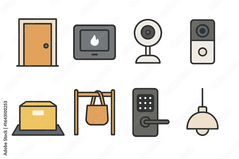 Aufkleber different home automation devices on display showing modern technology for convenience and security