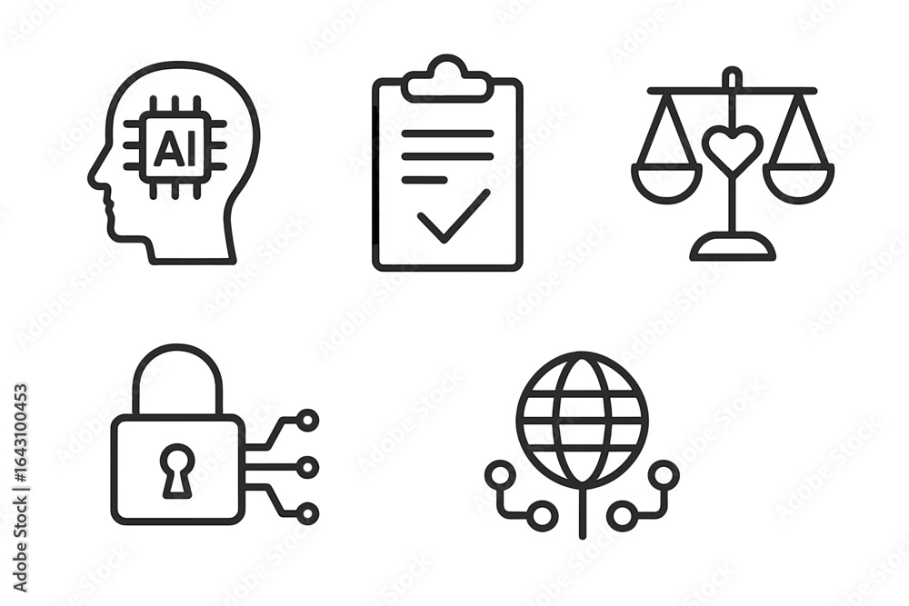 Aufkleber exploring the intersection of artificial intelligence, ethics, and data security in modern technolog