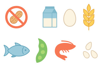Obraz premium Illustrations of common food allergens and safe food options for dietary awareness and allergy management