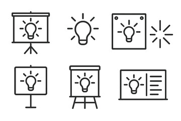 Creative brainstorming session with light bulb visuals in a modern office environment