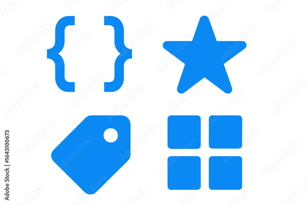 Poster blue design elements representing technology and branding in a minimalist style