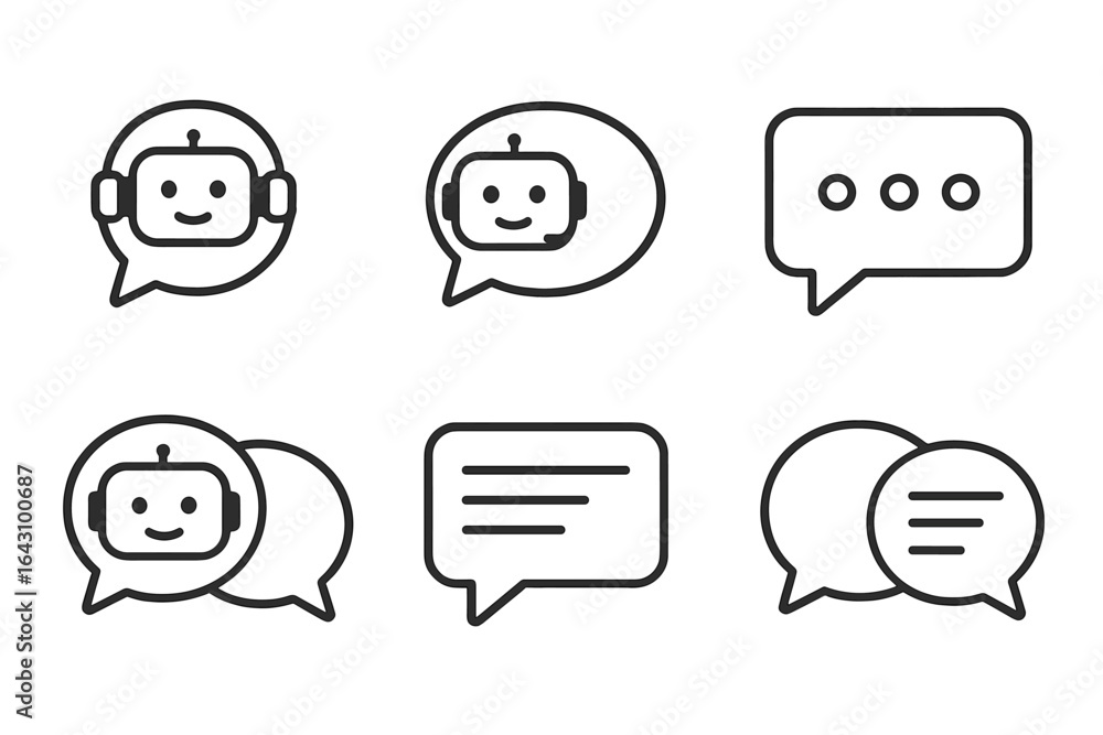 Poster chatbot icons represent different communication styles and interactions in digital spaces