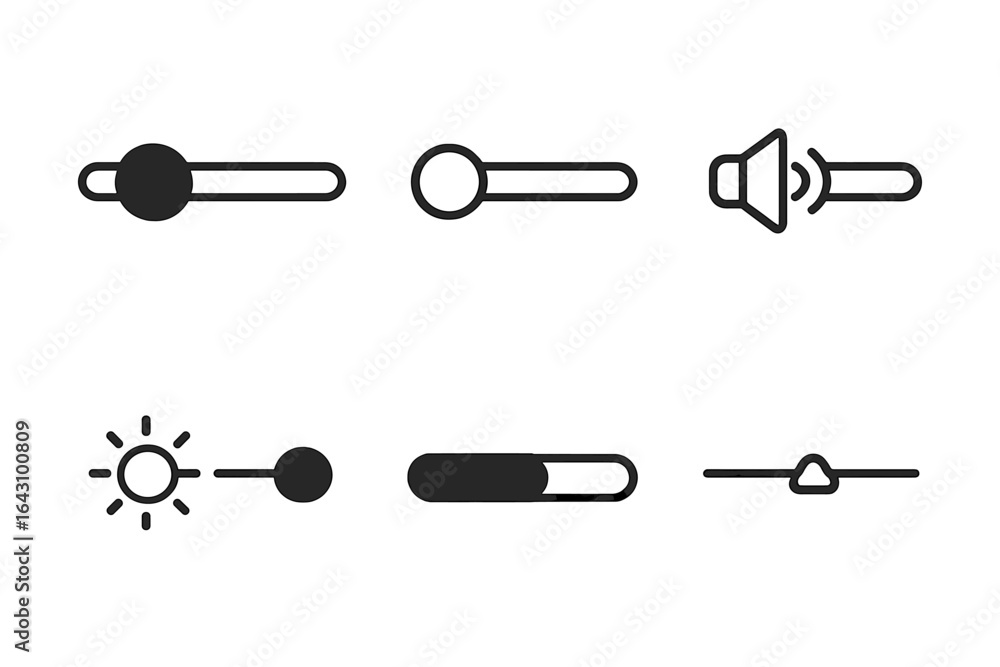 Poster design elements showcasing various sliders for user interface creation and control features in digit