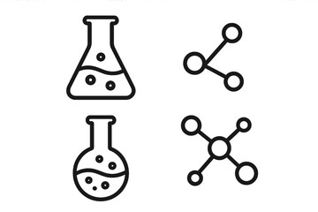 Illustration of laboratory equipment and molecular structures in a modern scientific context