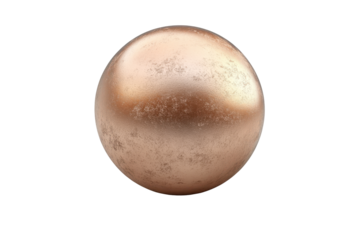 Shiny copper sphere isolated on transparent background. Bronze sphere ball isolated on white background, 3d rendering.