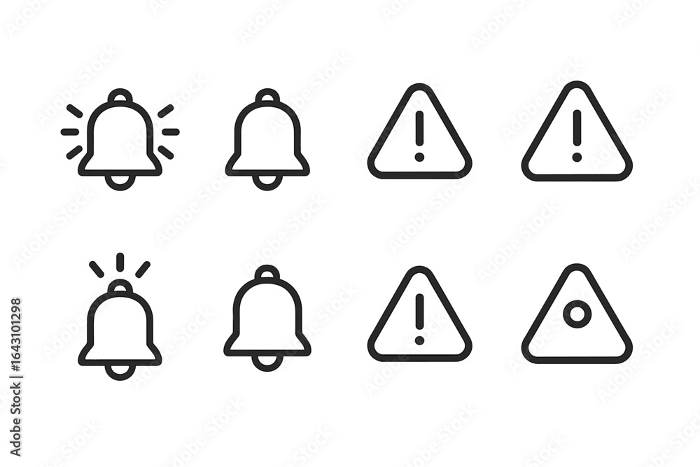 Poster notification icons displayed in a simple, modern design on a clean background showcasing alerts and 