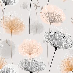 Minimal botanical line art creates a seamless background texture inspired by nature's beauty