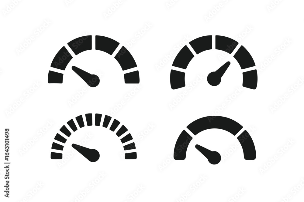 Poster various gauges showing different levels of measurement in a minimalistic style for design applicatio