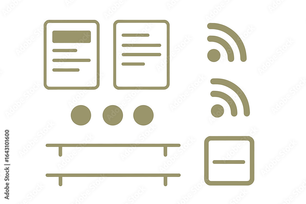 Poster graphic design elements for user interface layout with clean lines and simple shapes