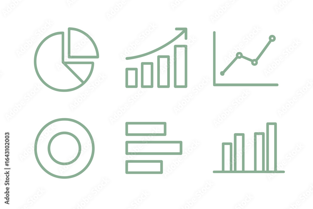 Poster collection of various graphs and charts displaying data visualization techniques for business analys