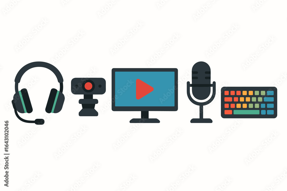 Poster equipment used for content creation and live streaming in a digital studio setting