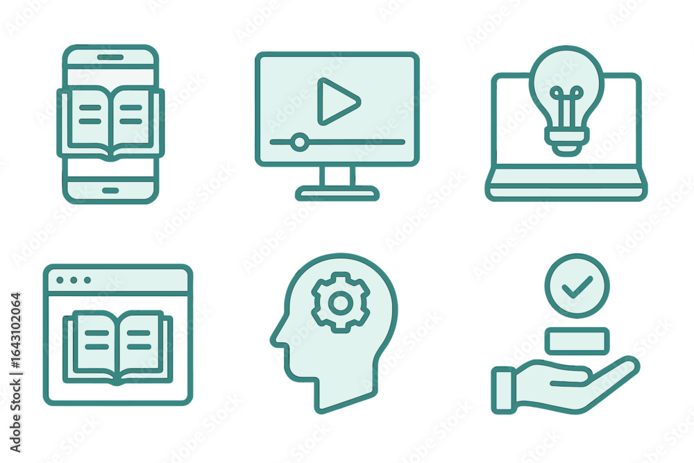 Poster modern learning methods include digital resources and technology for education and skill development