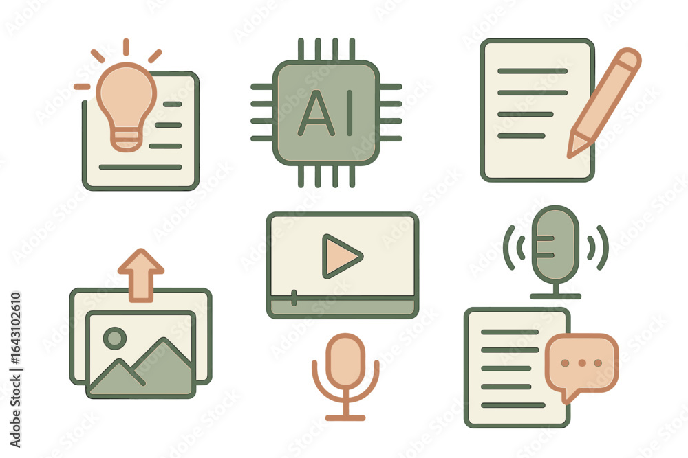 Poster concepts of artificial intelligence and digital content creation in modern technology landscape