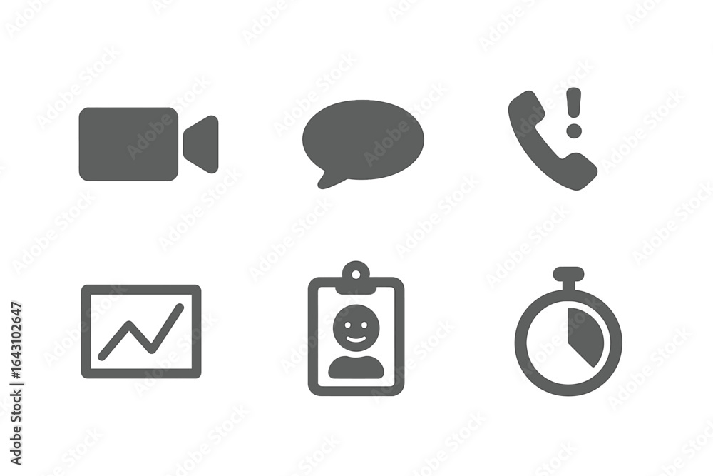 Poster graphic icons representing communication methods and time management tools in a modern digital conte