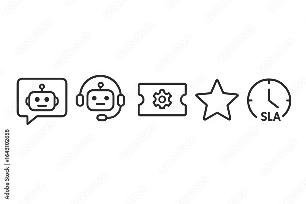 Poster various icons representing chatbot functionality and service level agreements in digital communicati