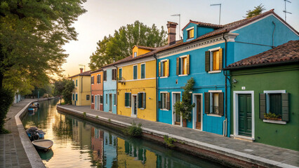 Burano italy colorful houses canal cityscape travel destination venice architecture scenic european town tourism
