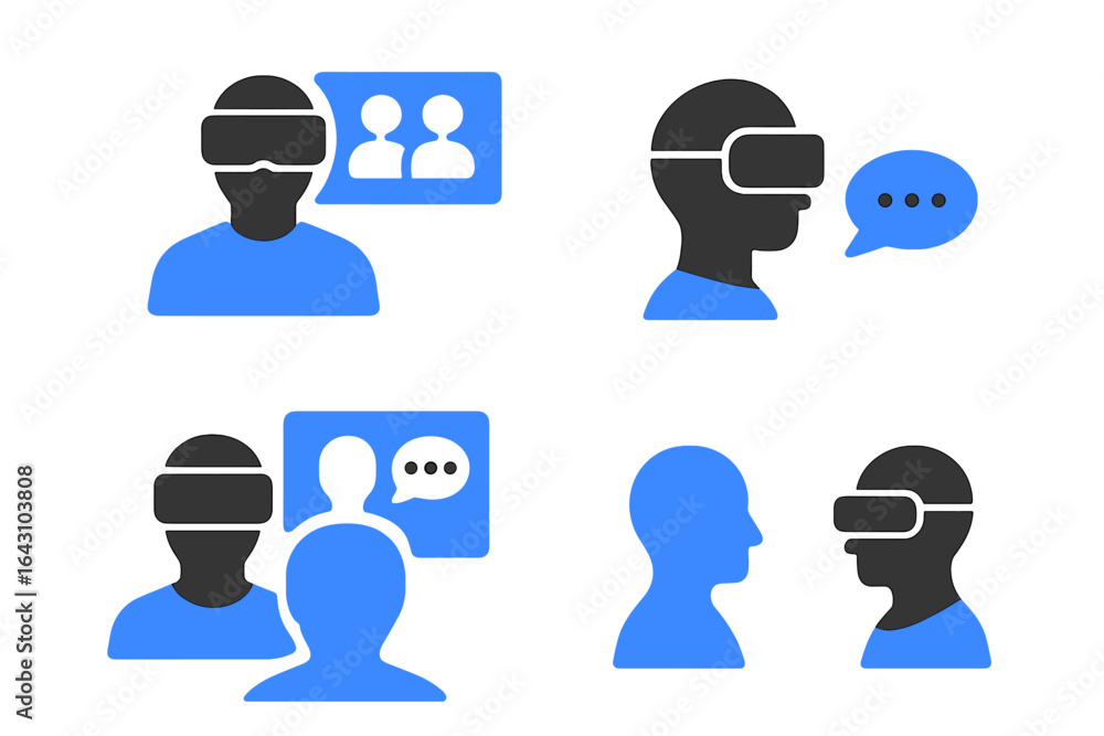 Aufkleber virtual reality interactions and communication between users engaged in immersive experiences