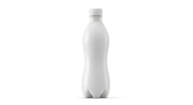 Blank white plastic bottle mockup for beverage packaging. 3D render of a generic drink container template isolated on a white background.