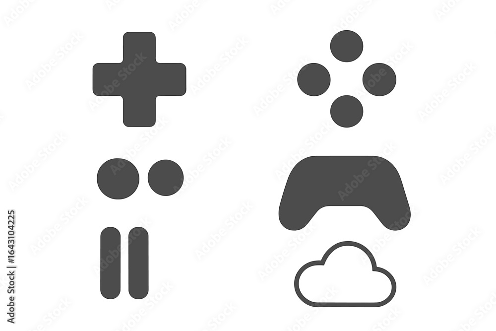 Aufkleber symbols often seen in gaming environments conveying various functions and controls for players