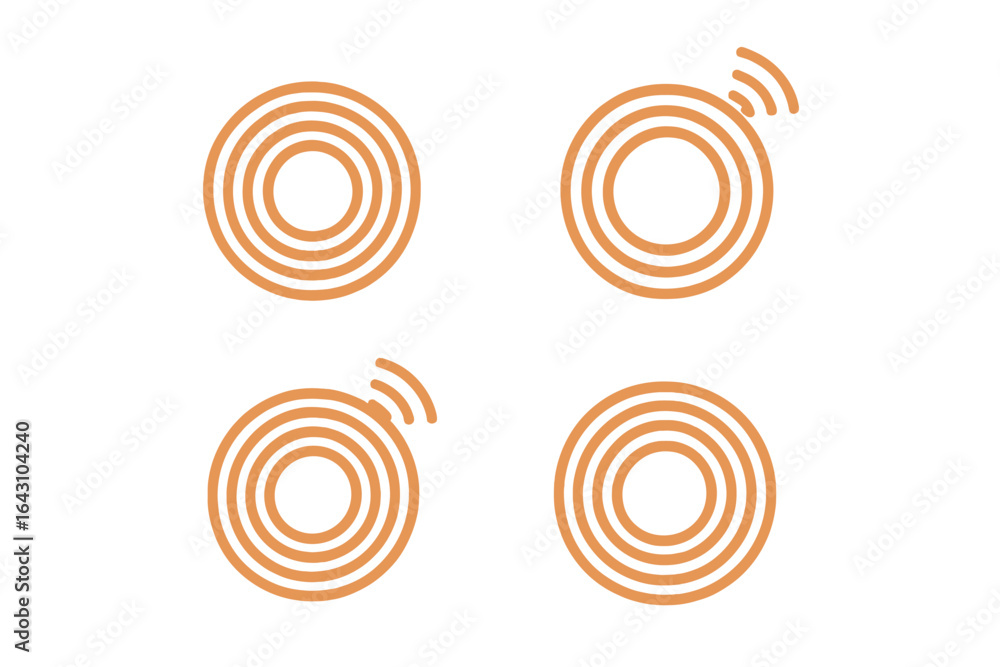 Poster vibrant circular designs with concentric patterns and signal waves create an eye-catching visual dis