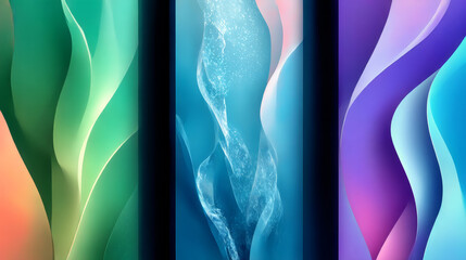 Abstract background set. Colorful modern objects from vector abstract lines. Wave lines. Abstract colorful backgrounds for cards, posters, covers, banners, or branding.