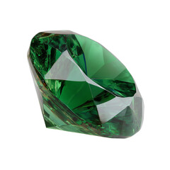 Beautiful emerald jewel 3d rendering icon illustration PNG. cartoon minimal style diamond on transparent isolated background.