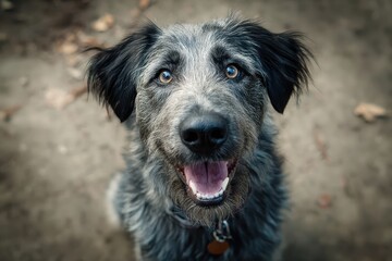 Fototapeta premium Happy dog at a California shelter looking for a loving home and a forever family to share adventures and joy with every day