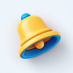 3D render of a bright yellow and blue bell icon
