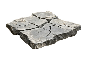 Cracked dry earth texture isolated on transparent background. Crack concrete floor isolated on white background.