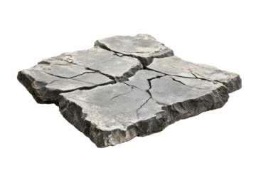 Cracked dry earth texture isolated on transparent background. Crack concrete floor isolated on white background.