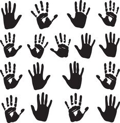 isolated need Different woman's paw print vector illustrations silhouette on white background