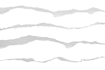 Ripped torn paper edges isolated on black background