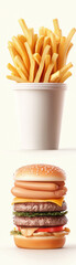fast food burger french fries coffee cup