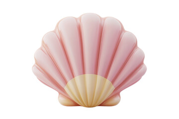Pink and orange seashell on a blue wave isolated on transparent background. Cute seashell isolated on white background, 3d rendering.
