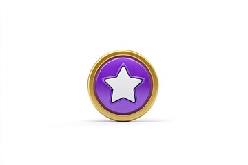 Fototapeta premium 3D rendered gold-edged, purple button with a white star