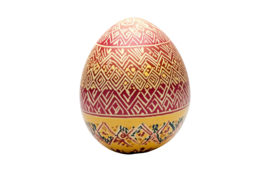 Ornate easter egg with traditional folk art patterns isolated on transparent background. Easter egg decorated with patterns isolated on white background. - Powered by Adobe