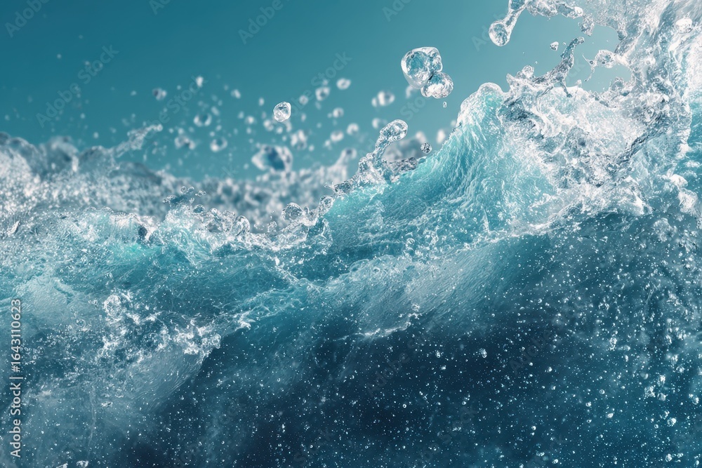 Poster vibrant summer background with dynamic water splash captivating the essence of a sunny day by the be