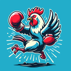 cartoon illustration of a boxing rooster 