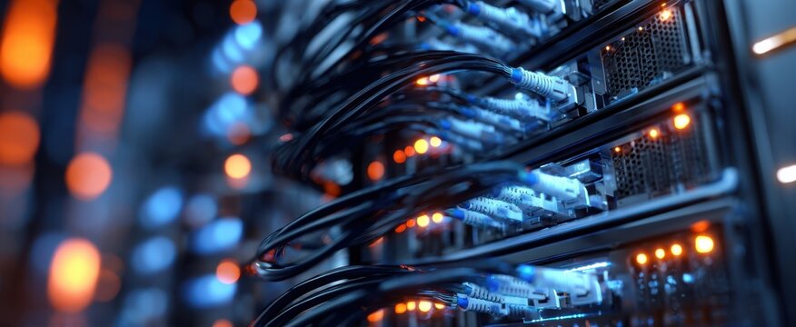 The intricate server setup showcasing advanced data connectivity and technology.