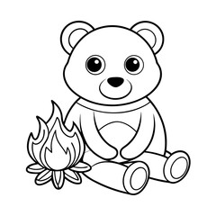 Fototapeta premium Bear Skating Over Syrup Pond Coloring Page