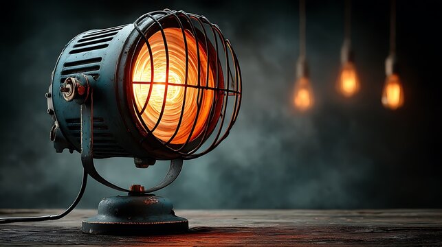 Warm glowing vintage par lighting fixture high resolution picture