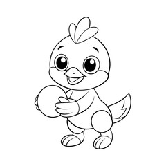 Obraz premium black outline printable chick watering plants