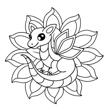recommend clip art: Fantasy Dragon Flying with Balloons Coloring