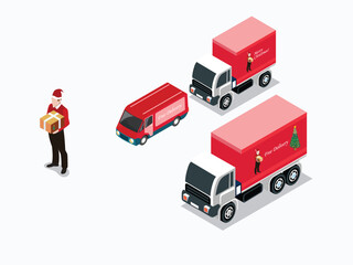 Christmas Holiday Free Delivery and Shipping 3d flat vector illustrations